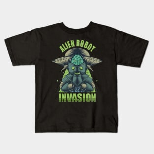 alien robot invasion Kids T-Shirt